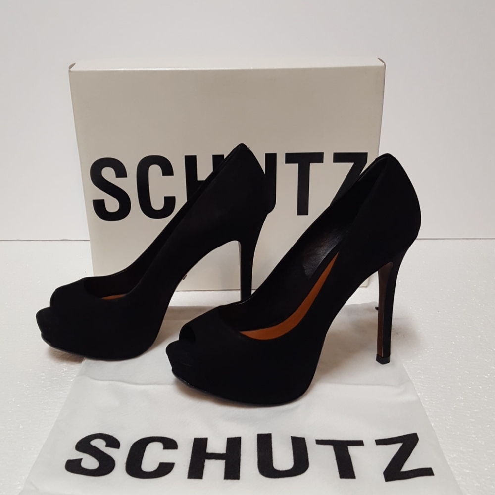 SCHUTZ  Nubuck Black Platform Pumps Sz.7